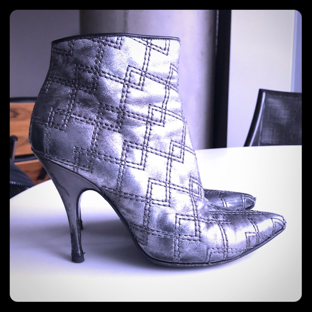 Dolce & Gabbana silver leather ankle boots